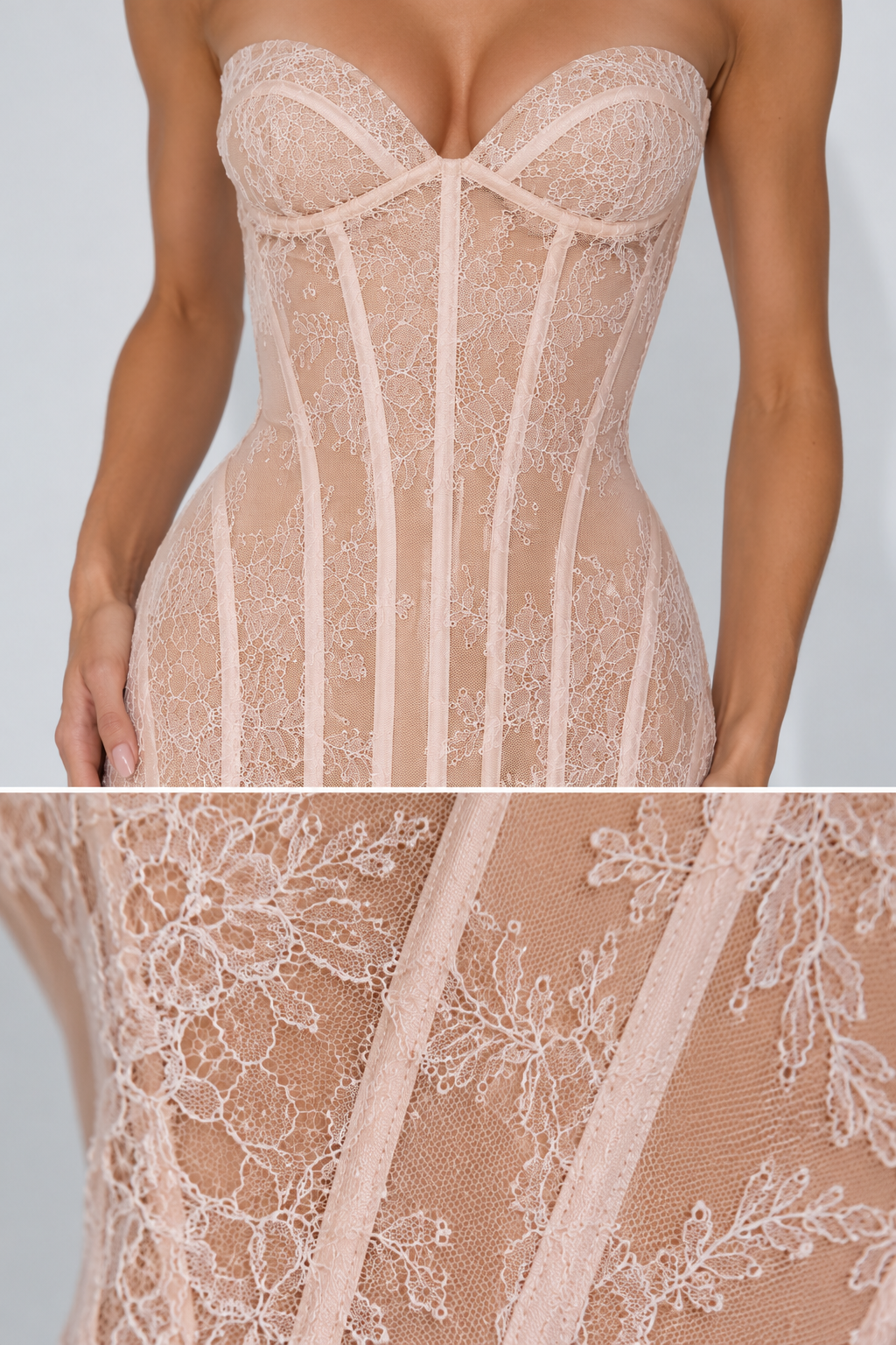 Layla Lace Corset Maxi Dress - White