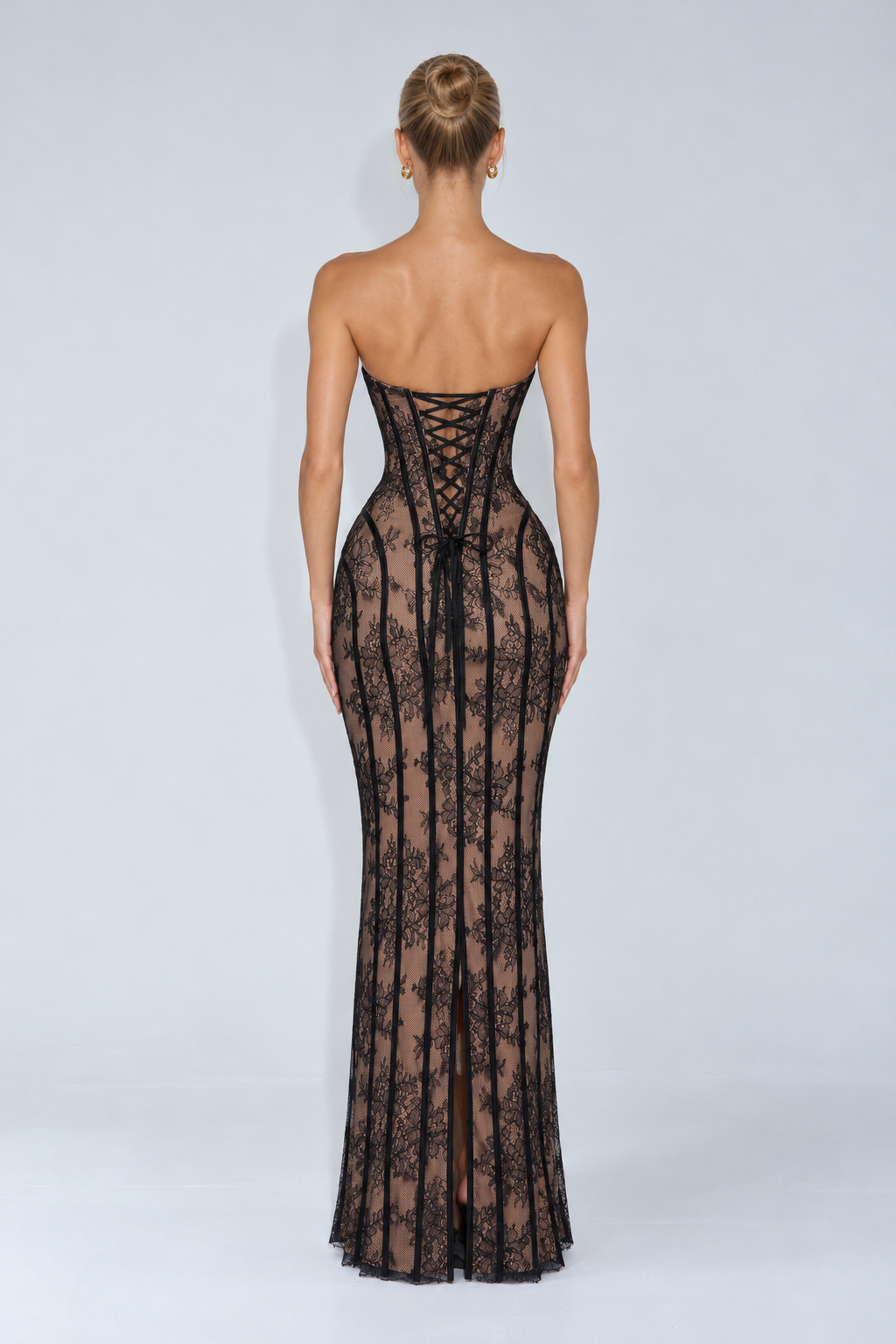 Layla Lace Corset Maxi Dress - Black