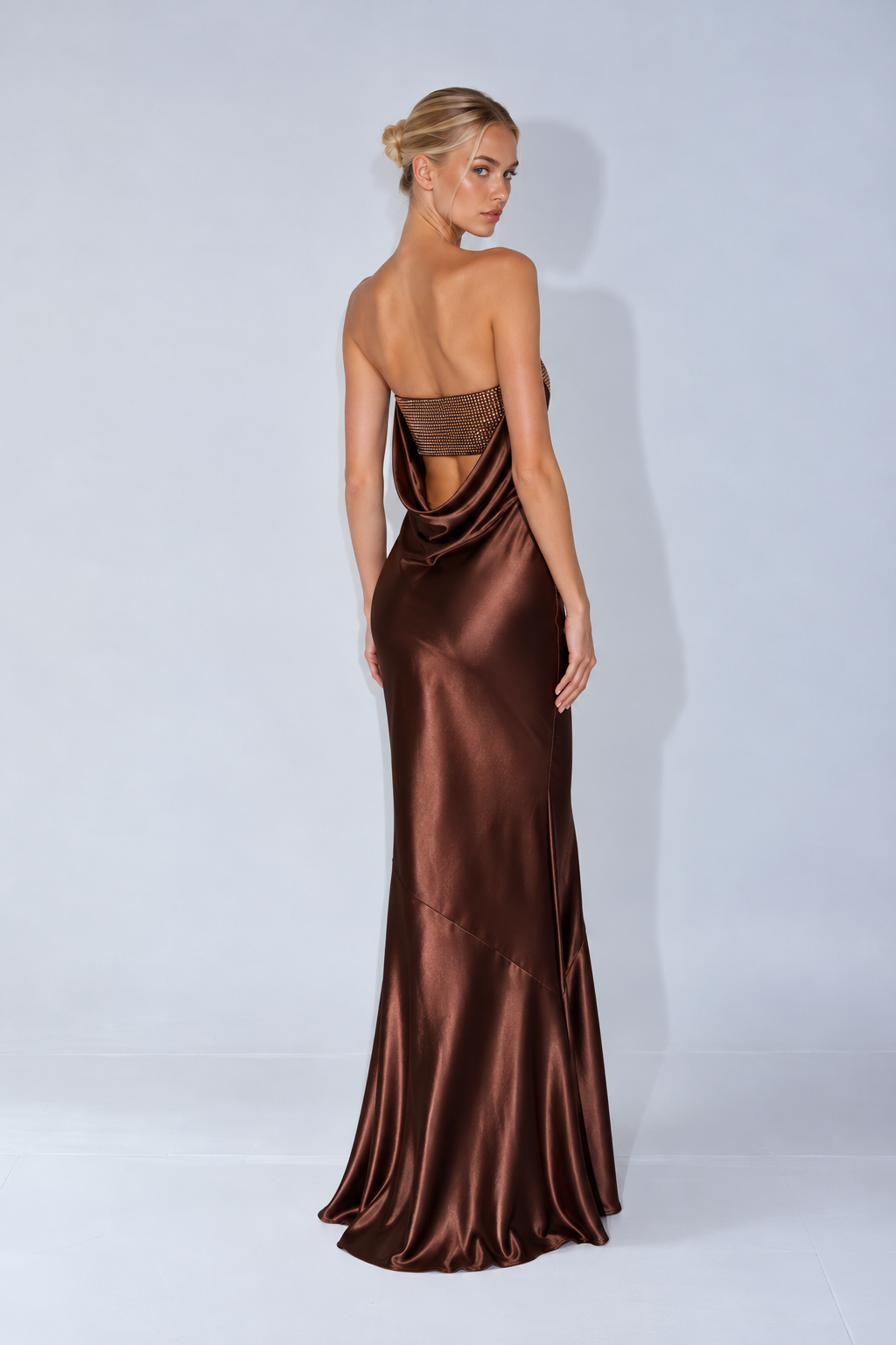Anastelle Embellished Satin Maxi Dress - Brown