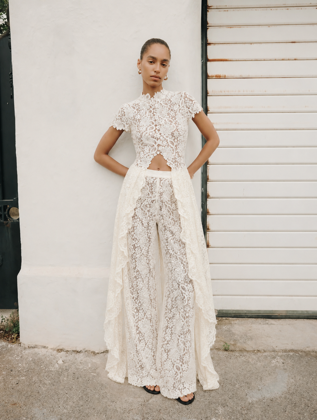 Loana Lace Top & Pants Set - White