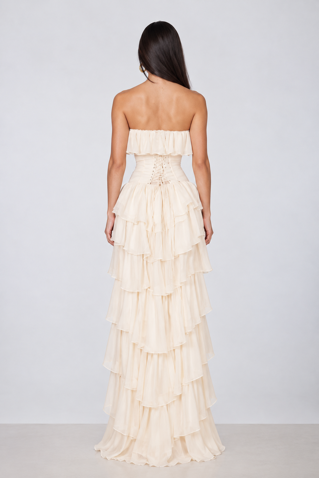 Aurelia Strapless Ruffle Maxi Dress