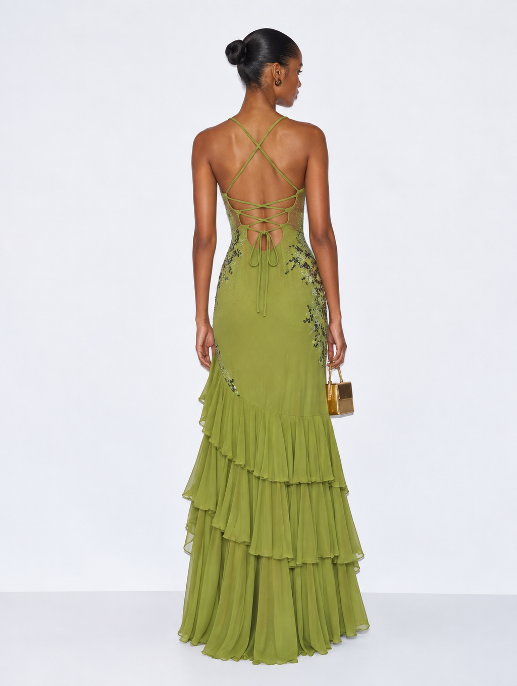 Amara Embellished Ruffle Maxi Dress