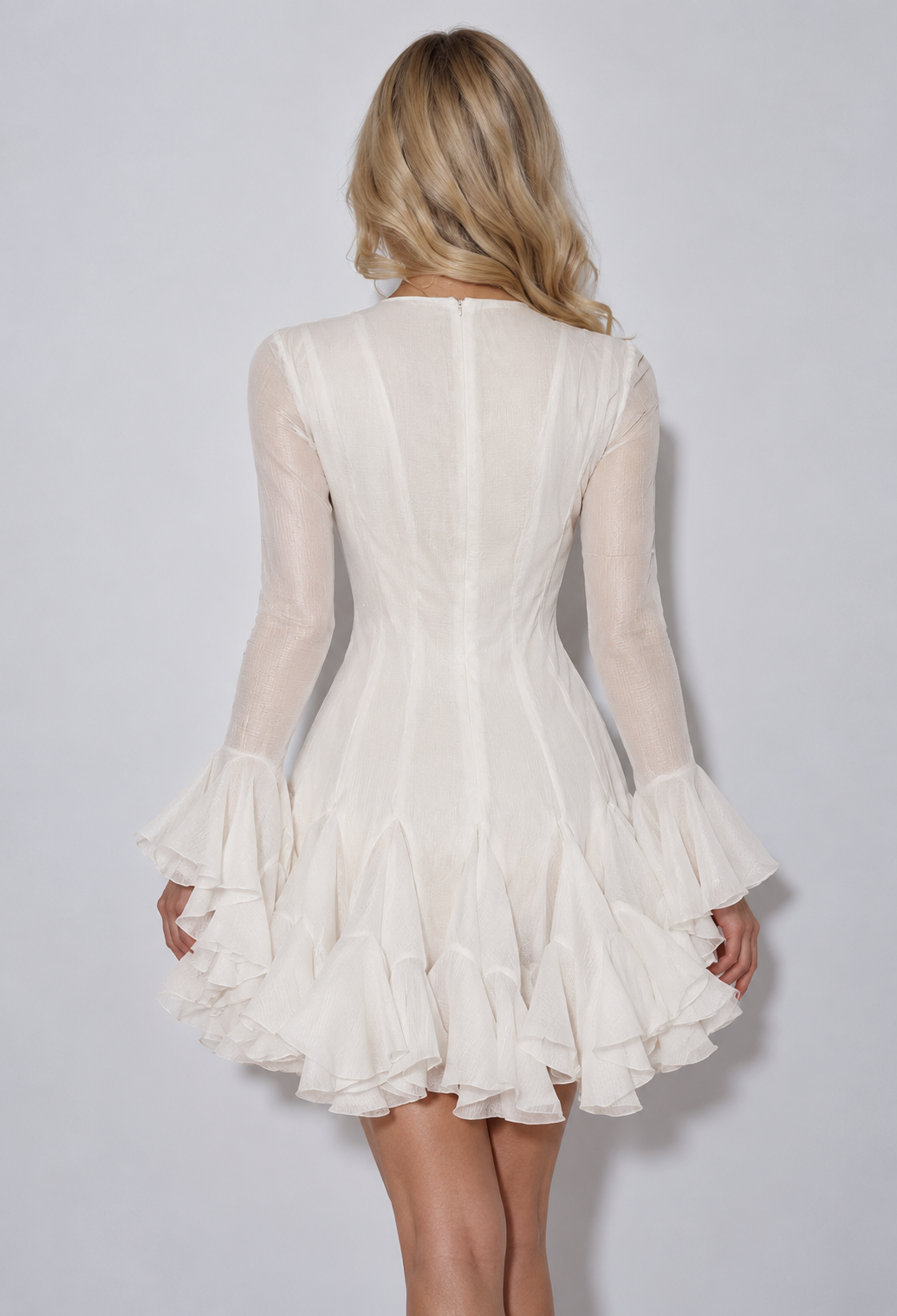 Eloise Ruffle Mini Dress - White