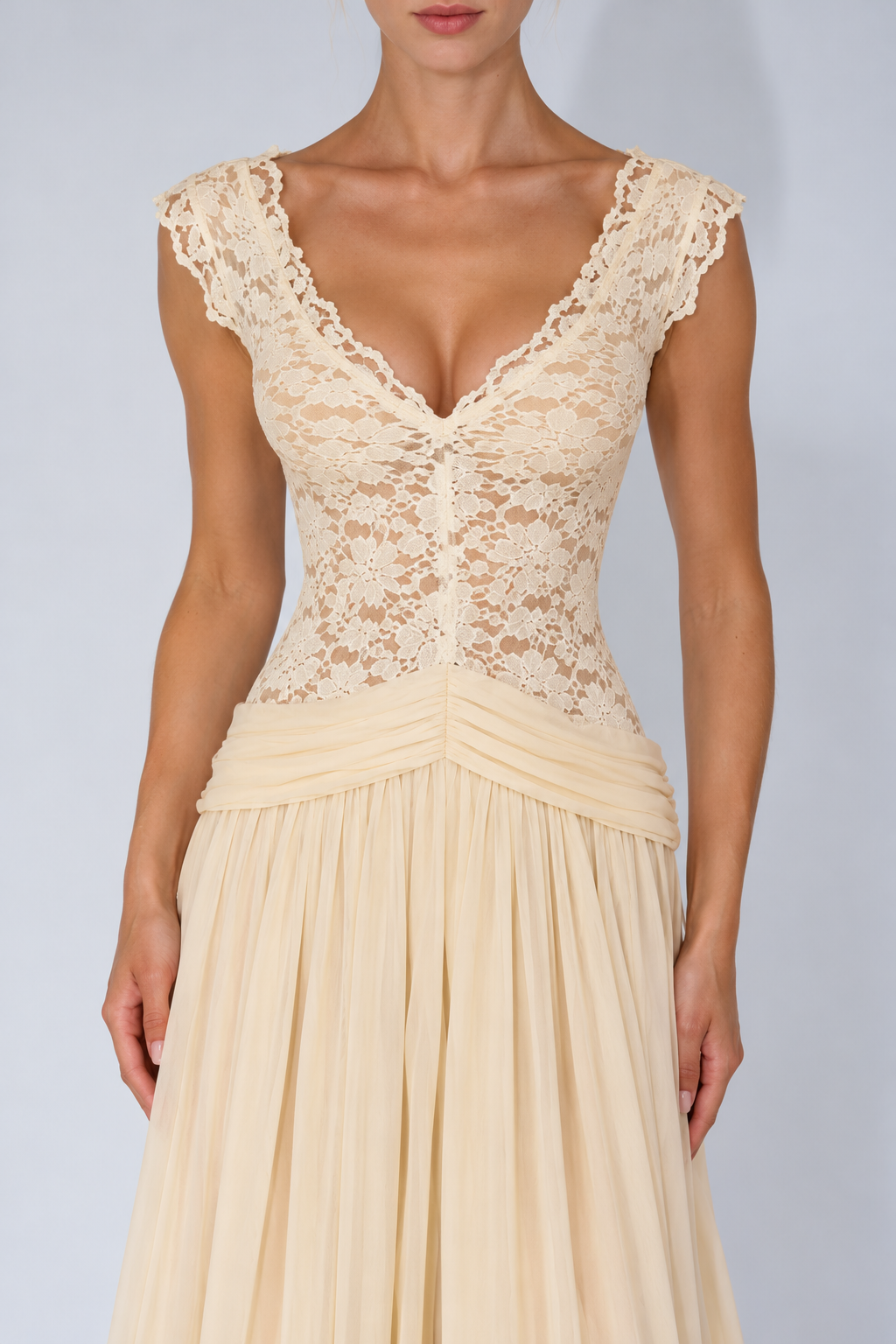 Seraphina Lace Maxi Dress - Almond