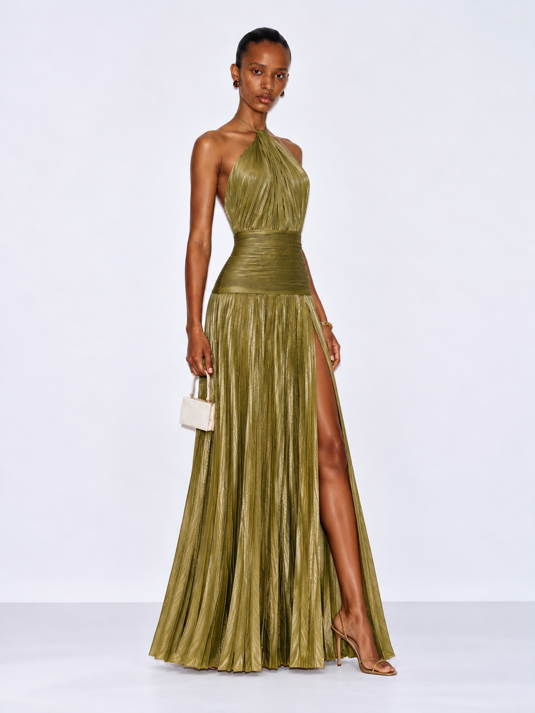 Martha Pleated Maxi Dress - Sage