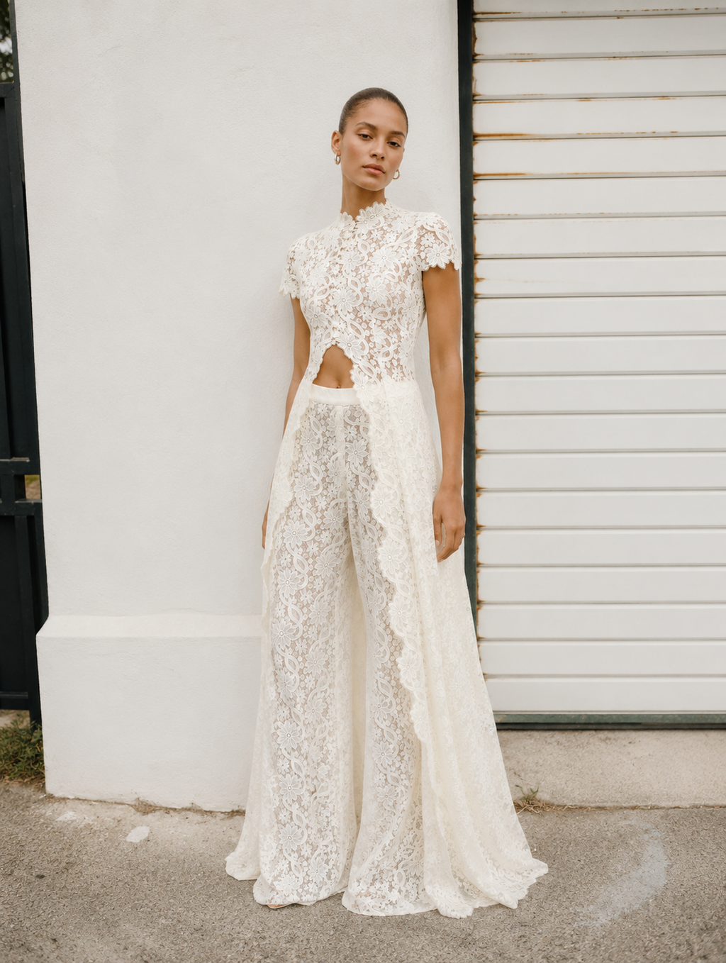 Loana Lace Top & Pants Set - White