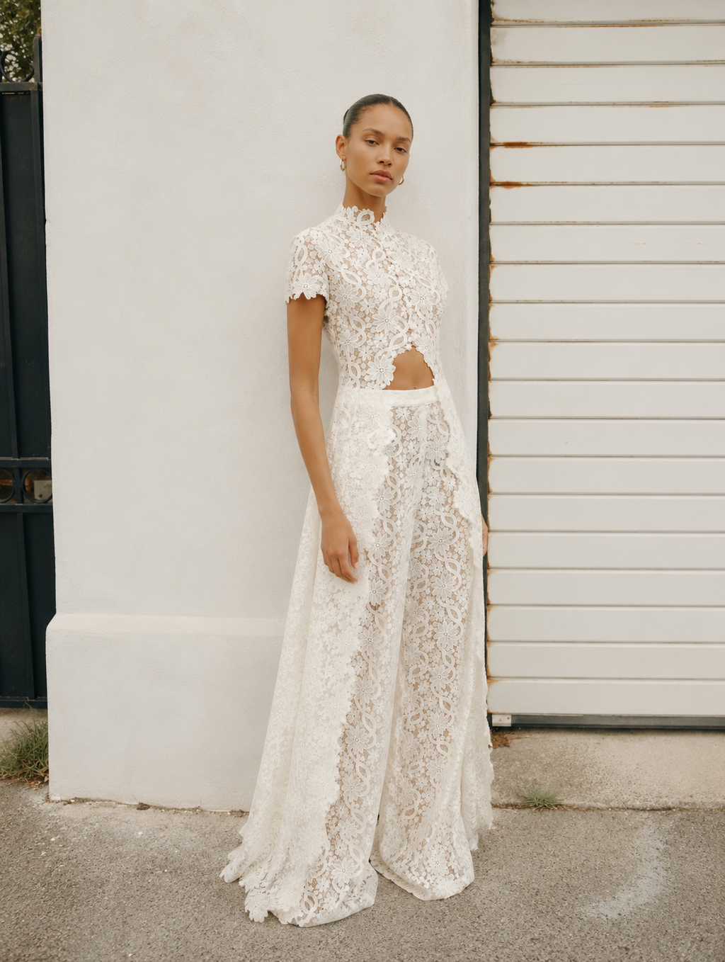 Loana Lace Top & Pants Set - White