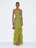 Amara Embellished Ruffle Maxi Dress
