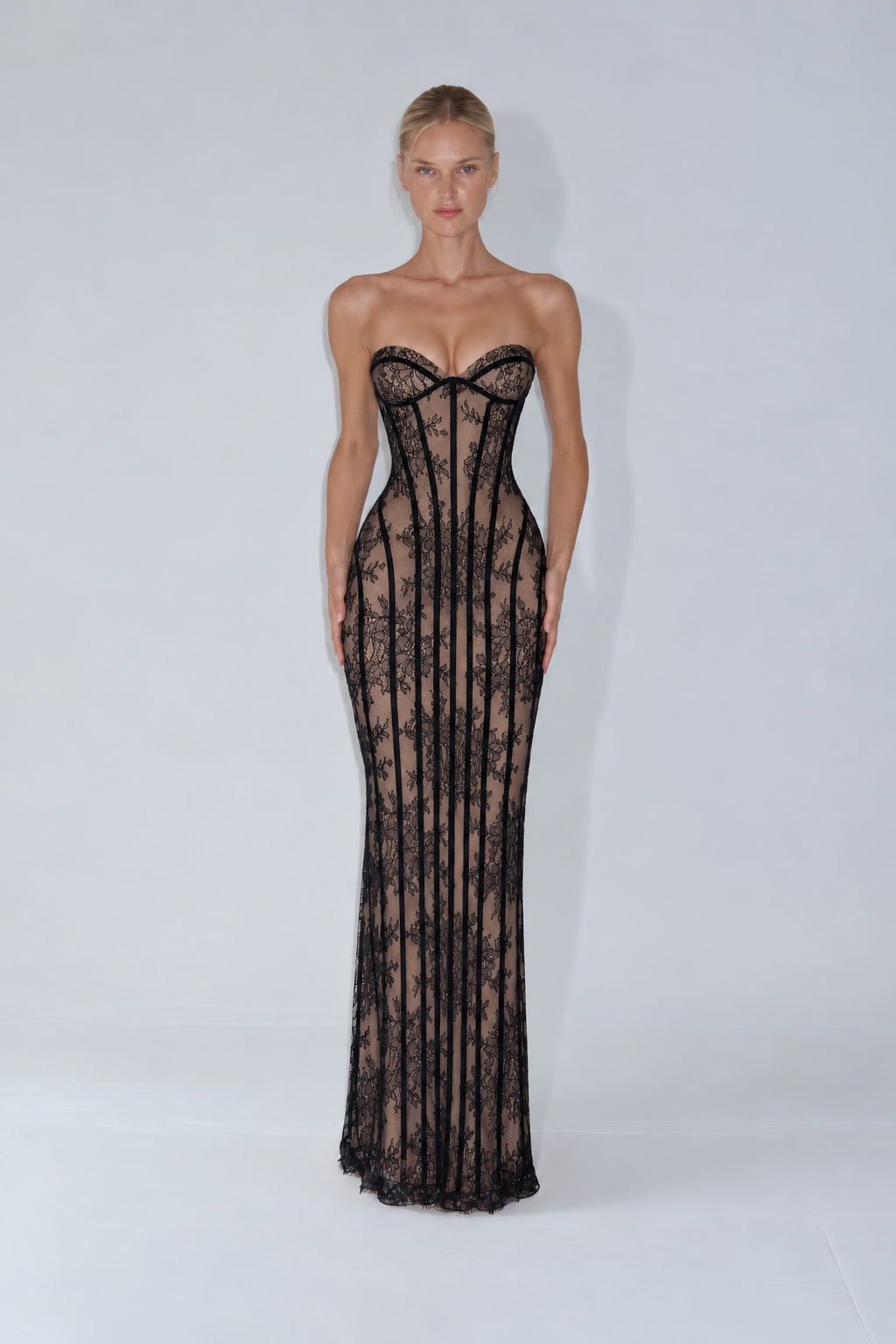 Layla Lace Corset Maxi Dress - Black