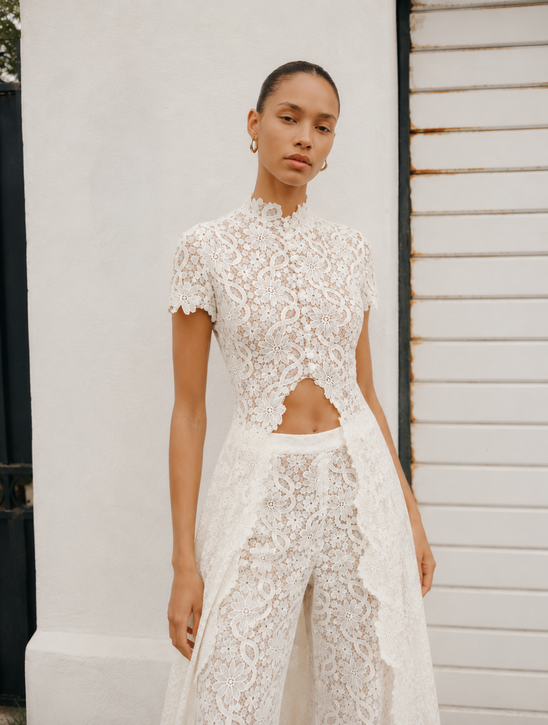 Loana Lace Top & Pants Set - White